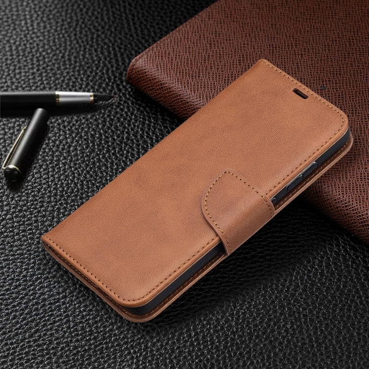 For Samsung Galaxy A52 5G Retro Lambskin Texture Pure Color Horizontal Flip PU Leather Case with Holder & Card Slots & Wallet & Lanyard(Brown) by buy2fix