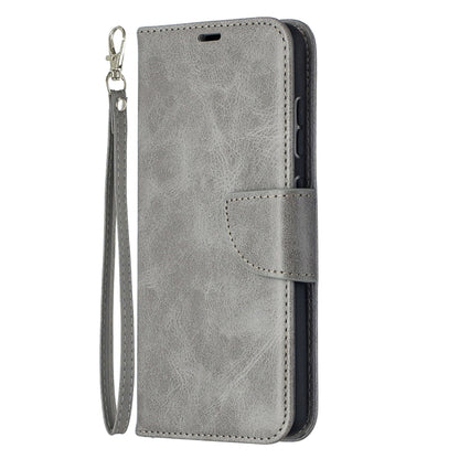 For Samsung Galaxy A52 5G Retro Lambskin Texture Pure Color Horizontal Flip PU Leather Case with Holder & Card Slots & Wallet & Lanyard(Grey) by buy2fix