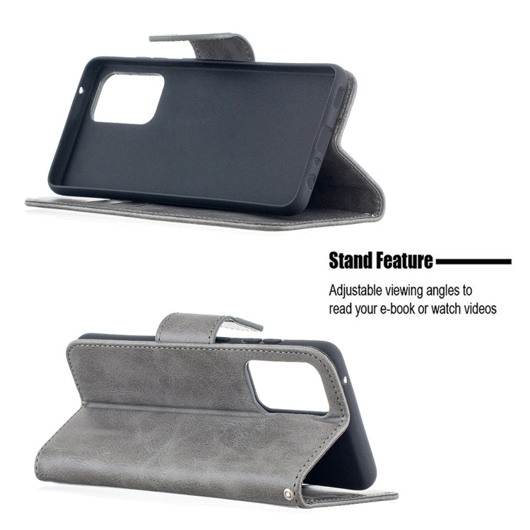 For Samsung Galaxy A52 5G Retro Lambskin Texture Pure Color Horizontal Flip PU Leather Case with Holder & Card Slots & Wallet & Lanyard(Grey) by buy2fix