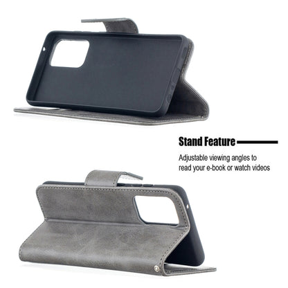 For Samsung Galaxy A52 5G Retro Lambskin Texture Pure Color Horizontal Flip PU Leather Case with Holder & Card Slots & Wallet & Lanyard(Grey) by buy2fix