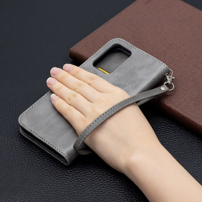 For Samsung Galaxy A52 5G Retro Lambskin Texture Pure Color Horizontal Flip PU Leather Case with Holder & Card Slots & Wallet & Lanyard(Grey) by buy2fix