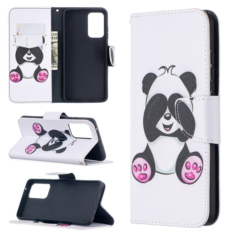 For Samsung Galaxy A52 5G / 4G Colored Drawing Pattern Horizontal Flip Leather Case with Holder & Card Slots & Wallet(Panda) by buy2fix