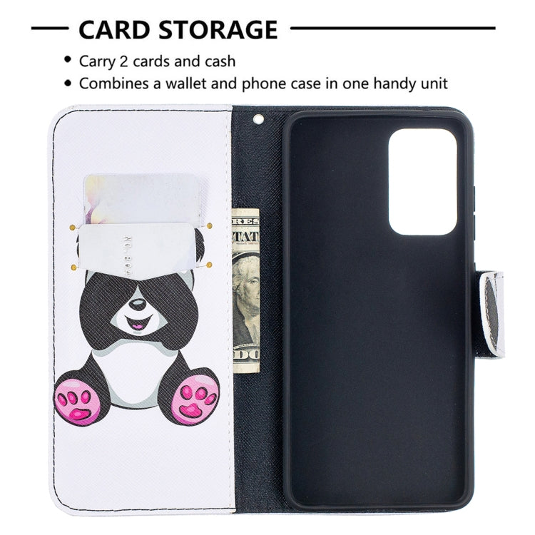 For Samsung Galaxy A52 5G / 4G Colored Drawing Pattern Horizontal Flip Leather Case with Holder & Card Slots & Wallet(Panda) by buy2fix