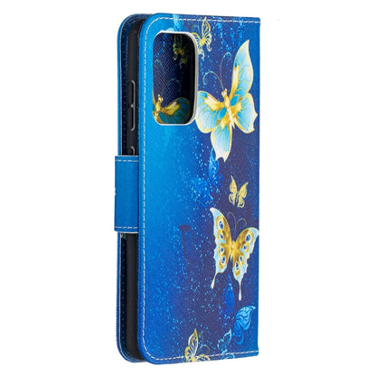 For Samsung Galaxy A52 5G / 4G Colored Drawing Pattern Horizontal Flip Leather Case with Holder & Card Slots & Wallet(Blue Butterfly) by buy2fix