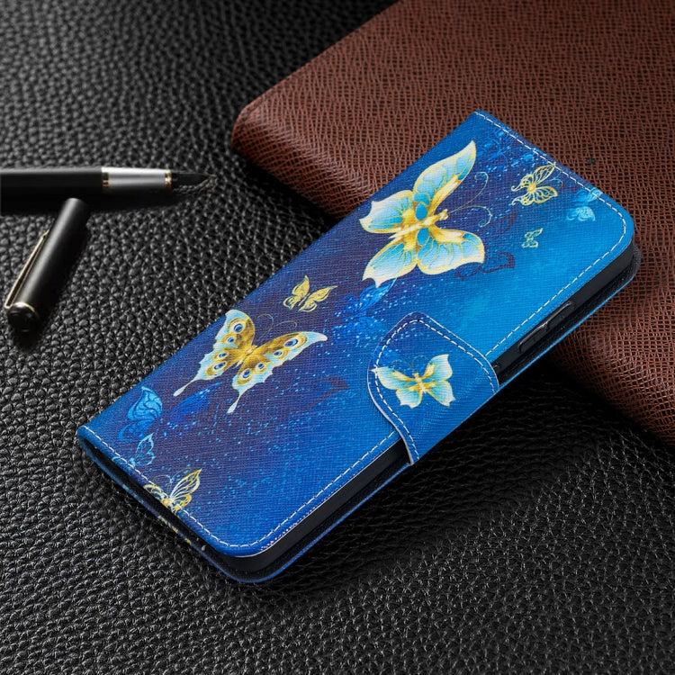 For Samsung Galaxy A52 5G / 4G Colored Drawing Pattern Horizontal Flip Leather Case with Holder & Card Slots & Wallet(Blue Butterfly) by buy2fix