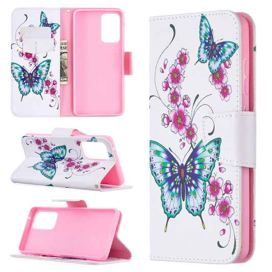 For Samsung Galaxy A52 5G / 4G Colored Drawing Pattern Horizontal Flip Leather Case with Holder & Card Slots & Wallet(Two Butterflies) by buy2fix