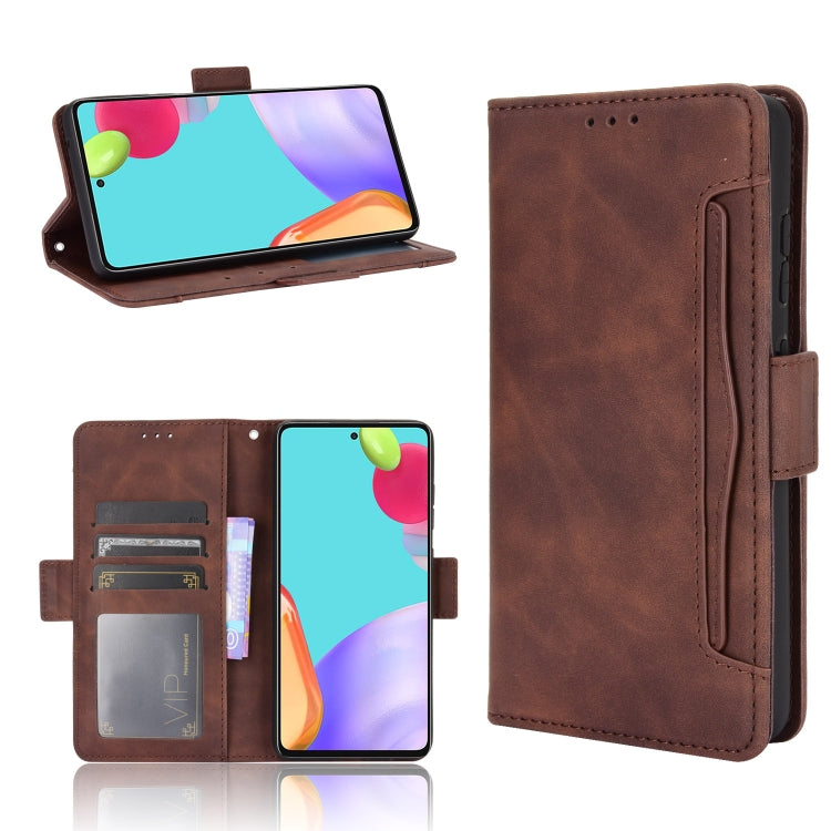 For Samsung Galaxy A52 5G Skin Feel Calf Pattern Horizontal Flip Leather Case with Holder & Card Slots & Photo Frame(Brown) by buy2fix