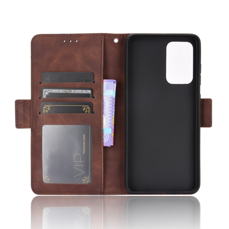 For Samsung Galaxy A52 5G Skin Feel Calf Pattern Horizontal Flip Leather Case with Holder & Card Slots & Photo Frame(Brown) by buy2fix