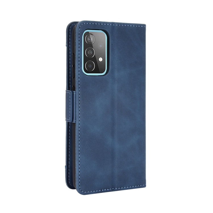 For Samsung Galaxy A52 5G Skin Feel Calf Pattern Horizontal Flip Leather Case with Holder & Card Slots & Photo Frame(Blue) by buy2fix