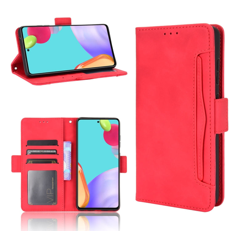 For Samsung Galaxy A52 5G Skin Feel Calf Pattern Horizontal Flip Leather Case with Holder & Card Slots & Photo Frame(Red) by buy2fix