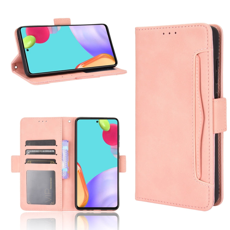 For Samsung Galaxy A52 5G Skin Feel Calf Pattern Horizontal Flip Leather Case with Holder & Card Slots & Photo Frame(Pink) by buy2fix