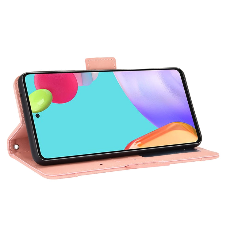 For Samsung Galaxy A52 5G Skin Feel Calf Pattern Horizontal Flip Leather Case with Holder & Card Slots & Photo Frame(Pink) by buy2fix