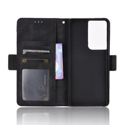 For Samsung Galaxy S21 Ultra 5G Skin Feel Calf Pattern Horizontal Flip Leather Case with Holder & Card Slots & Photo Frame(Black) - Galaxy S21 Ultra 5G Cases by buy2fix | Online Shopping UK | buy2fix