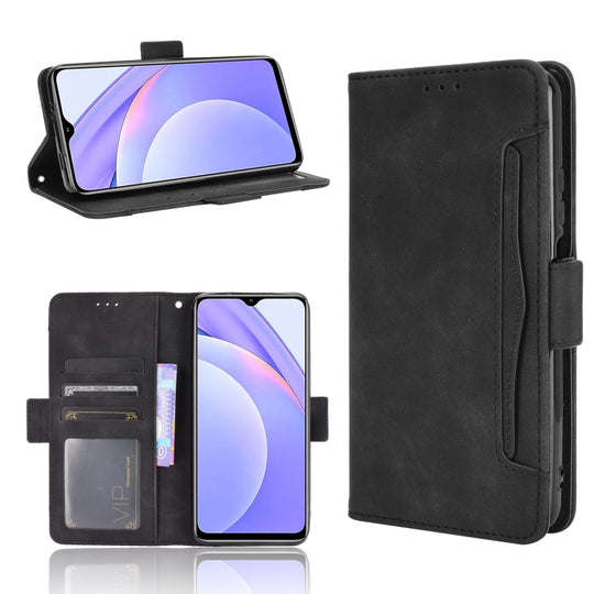 For Xiaomi Redmi 9T & Note 9 4G Skin Feel Calf Pattern Horizontal Flip Leather Case with Holder & Card Slots & Photo Frame(Black)