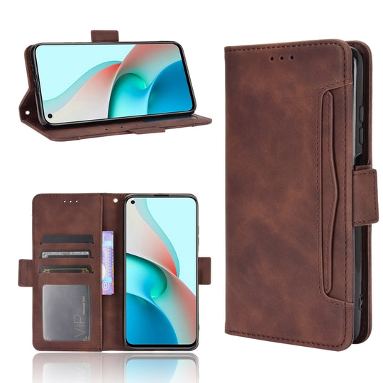 For Xiaomi Redmi Note 9T 5G Skin Feel Calf Pattern Horizontal Flip Leather Case with Holder & Card Slots & Photo Frame(Brown)