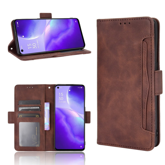 For OPPO Reno5 5G Skin Feel Calf Pattern Horizontal Flip Leather Case with Holder & Card Slots & Photo Frame(Brown) - OPPO Cases by buy2fix | Online Shopping UK | buy2fix