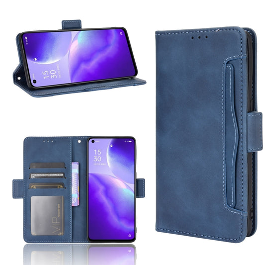 For OPPO Reno5 5G Skin Feel Calf Pattern Horizontal Flip Leather Case with Holder & Card Slots & Photo Frame(Blue) - OPPO Cases by buy2fix | Online Shopping UK | buy2fix