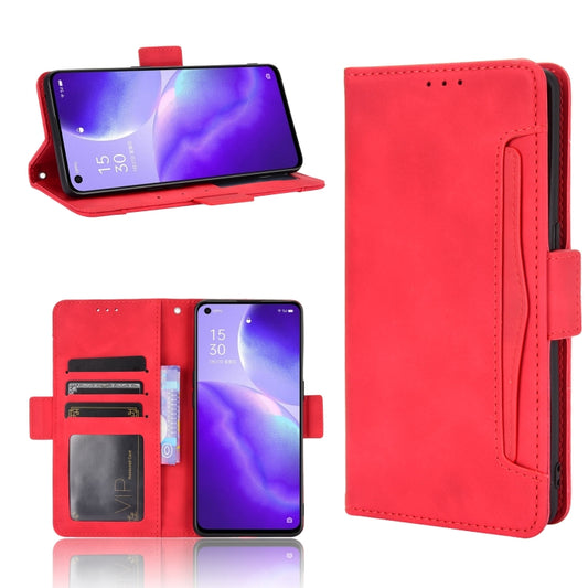 For OPPO Reno5 5G Skin Feel Calf Pattern Horizontal Flip Leather Case with Holder & Card Slots & Photo Frame(Red) - OPPO Cases by buy2fix | Online Shopping UK | buy2fix