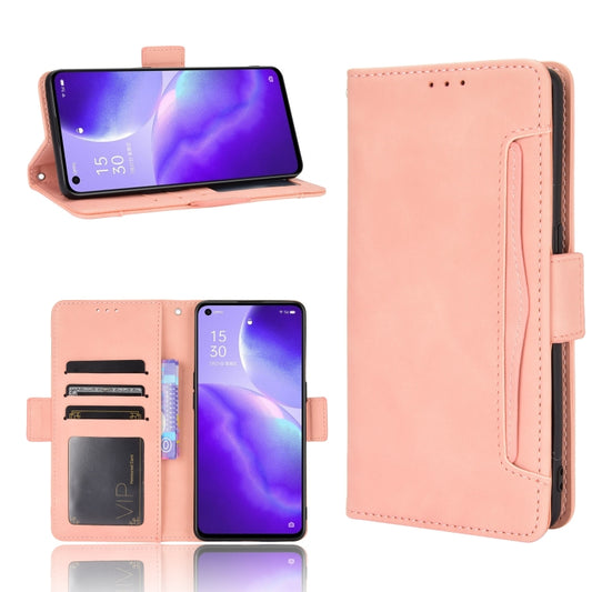 For OPPO Reno5 5G Skin Feel Calf Pattern Horizontal Flip Leather Case with Holder & Card Slots & Photo Frame(Pink) - OPPO Cases by buy2fix | Online Shopping UK | buy2fix