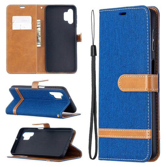 For Samsung Galaxy A32 5G Color Matching Denim Texture Horizontal Flip Leather Case with Holder & Card Slots & Wallet & Lanyard(Royal Blue) by buy2fix