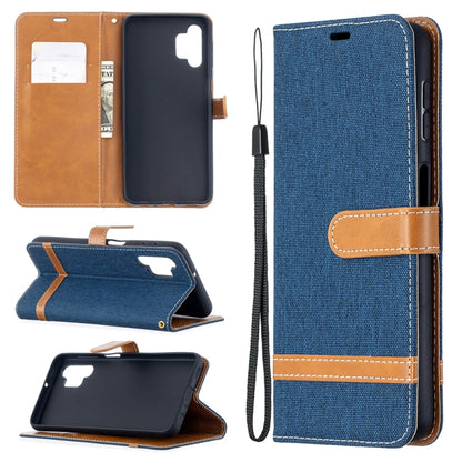 For Samsung Galaxy A32 5G Color Matching Denim Texture Horizontal Flip Leather Case with Holder & Card Slots & Wallet & Lanyard(Dark Blue) by buy2fix