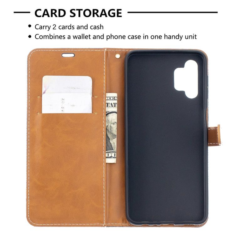 For Samsung Galaxy A32 5G Color Matching Denim Texture Horizontal Flip Leather Case with Holder & Card Slots & Wallet & Lanyard(Dark Blue) by buy2fix