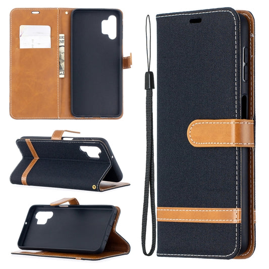 For Samsung Galaxy A32 5G Color Matching Denim Texture Horizontal Flip Leather Case with Holder & Card Slots & Wallet & Lanyard(Black) by buy2fix