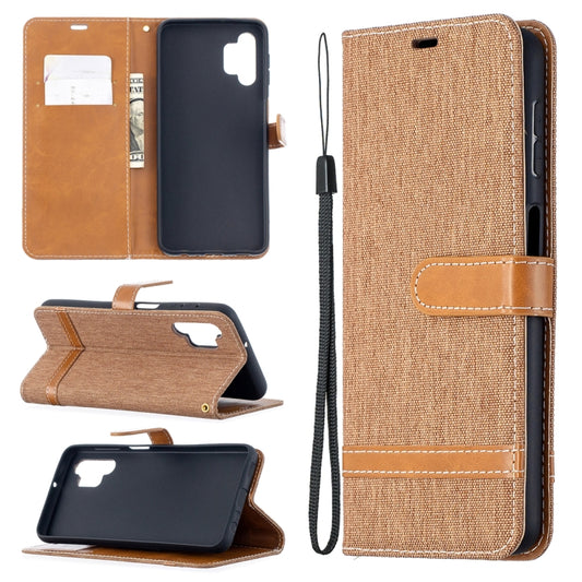 For Samsung Galaxy A32 5G Color Matching Denim Texture Horizontal Flip Leather Case with Holder & Card Slots & Wallet & Lanyard(Brown) by buy2fix