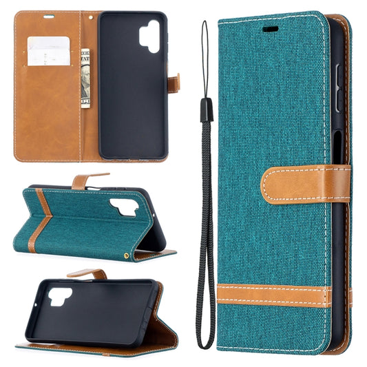 For Samsung Galaxy A32 5G Color Matching Denim Texture Horizontal Flip Leather Case with Holder & Card Slots & Wallet & Lanyard(Green) by buy2fix