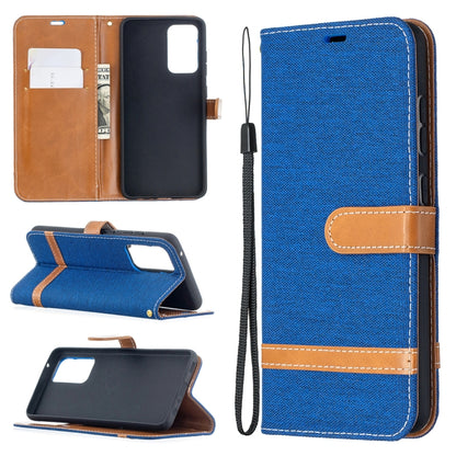 For Samsung Galaxy A52 5G / 4G Color Matching Denim Texture Horizontal Flip Leather Case with Holder & Card Slots & Wallet & Lanyard(Royal Blue) - Galaxy Phone Cases by buy2fix | Online Shopping UK | buy2fix