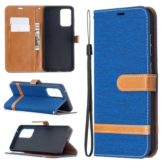 For Samsung Galaxy A52 5G / 4G Color Matching Denim Texture Horizontal Flip Leather Case with Holder & Card Slots & Wallet & Lanyard(Royal Blue) by buy2fix