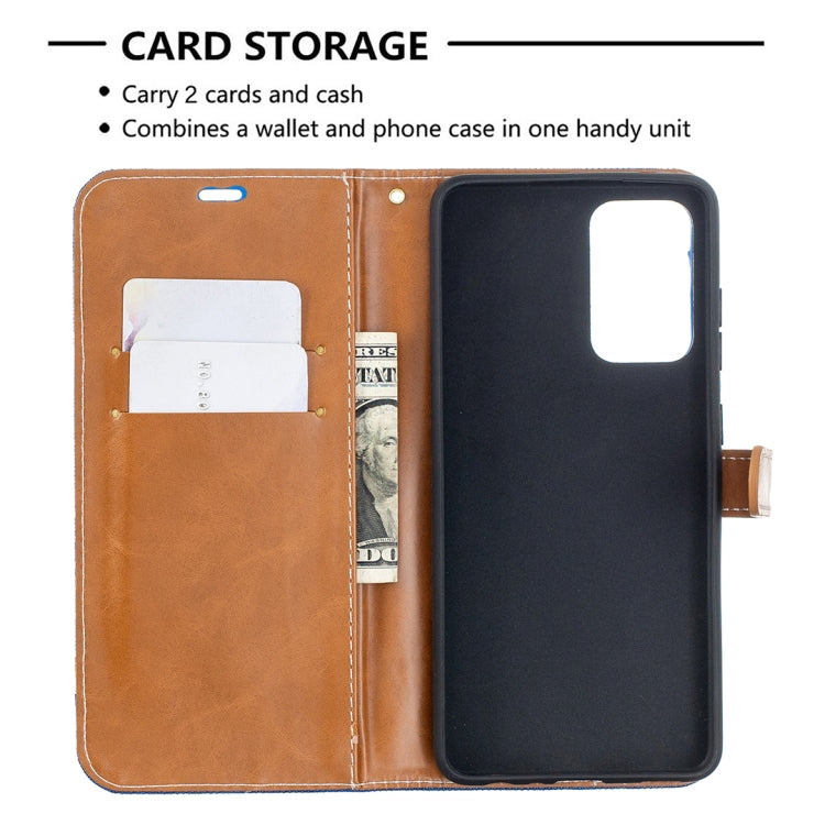 For Samsung Galaxy A52 5G / 4G Color Matching Denim Texture Horizontal Flip Leather Case with Holder & Card Slots & Wallet & Lanyard(Royal Blue) - Galaxy Phone Cases by buy2fix | Online Shopping UK | buy2fix