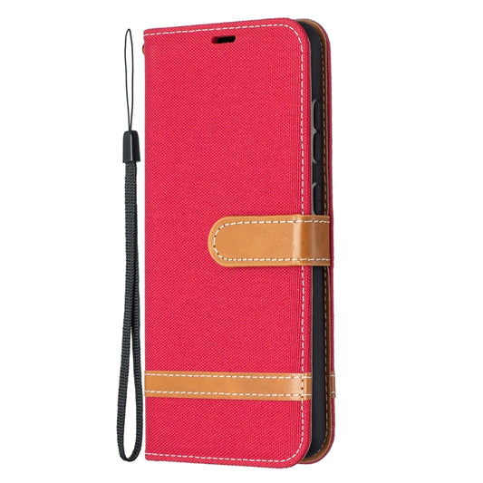 For Samsung Galaxy A52 5G / 4G Color Matching Denim Texture Horizontal Flip Leather Case with Holder & Card Slots & Wallet & Lanyard(Red) by buy2fix