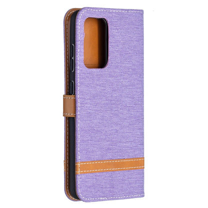 For Samsung Galaxy A52 5G / 4G Color Matching Denim Texture Horizontal Flip Leather Case with Holder & Card Slots & Wallet & Lanyard(Purple) by buy2fix