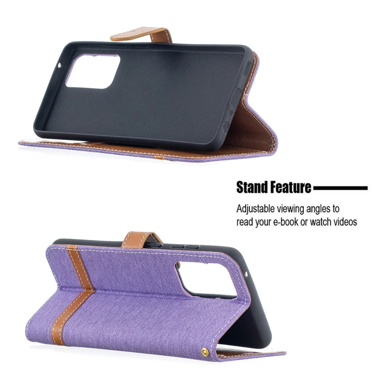 For Samsung Galaxy A52 5G / 4G Color Matching Denim Texture Horizontal Flip Leather Case with Holder & Card Slots & Wallet & Lanyard(Purple) by buy2fix