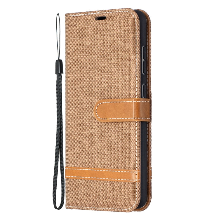 For Samsung Galaxy A52 5G / 4G Color Matching Denim Texture Horizontal Flip Leather Case with Holder & Card Slots & Wallet & Lanyard(Brown) - Galaxy Phone Cases by buy2fix | Online Shopping UK | buy2fix