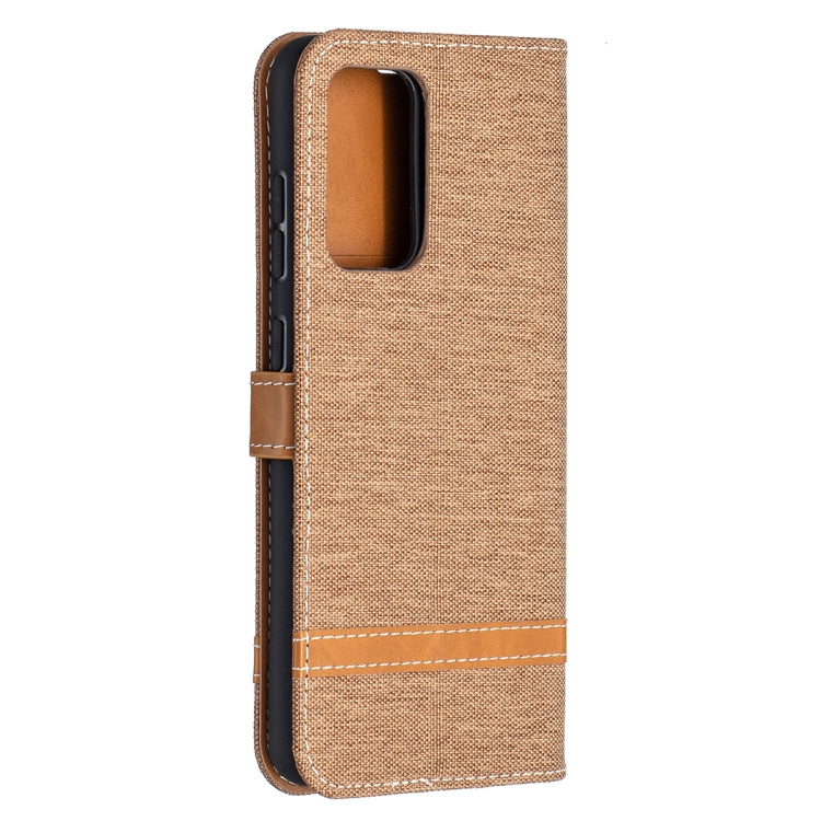 For Samsung Galaxy A52 5G / 4G Color Matching Denim Texture Horizontal Flip Leather Case with Holder & Card Slots & Wallet & Lanyard(Brown) - Galaxy Phone Cases by buy2fix | Online Shopping UK | buy2fix