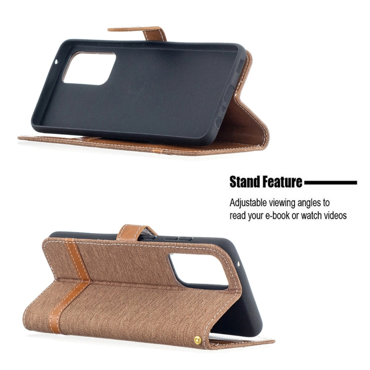 For Samsung Galaxy A52 5G / 4G Color Matching Denim Texture Horizontal Flip Leather Case with Holder & Card Slots & Wallet & Lanyard(Brown) - Galaxy Phone Cases by buy2fix | Online Shopping UK | buy2fix