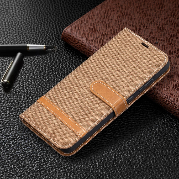 For Samsung Galaxy A52 5G / 4G Color Matching Denim Texture Horizontal Flip Leather Case with Holder & Card Slots & Wallet & Lanyard(Brown) - Galaxy Phone Cases by buy2fix | Online Shopping UK | buy2fix