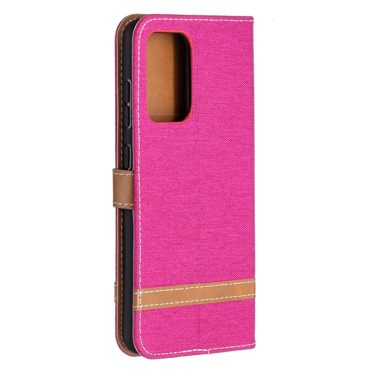 For Samsung Galaxy A52 5G / 4G Color Matching Denim Texture Horizontal Flip Leather Case with Holder & Card Slots & Wallet & Lanyard(Rose Red) by buy2fix