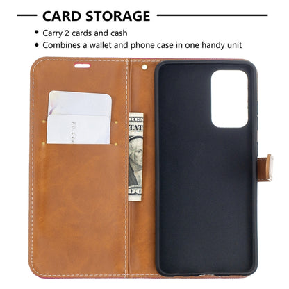 For Samsung Galaxy A52 5G / 4G Color Matching Denim Texture Horizontal Flip Leather Case with Holder & Card Slots & Wallet & Lanyard(Rose Red) by buy2fix