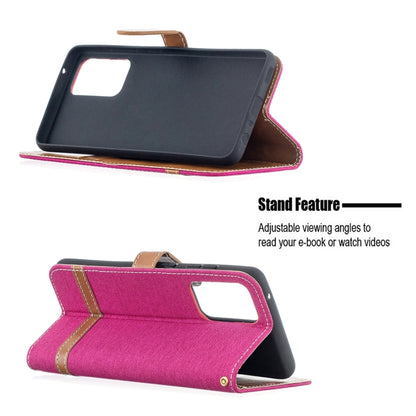 For Samsung Galaxy A52 5G / 4G Color Matching Denim Texture Horizontal Flip Leather Case with Holder & Card Slots & Wallet & Lanyard(Rose Red) by buy2fix