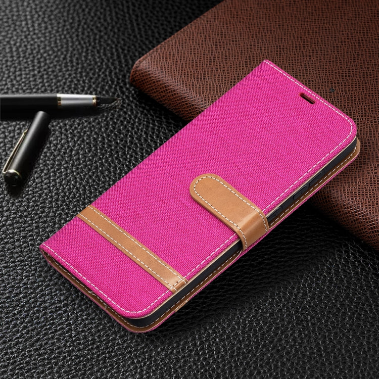 For Samsung Galaxy A52 5G / 4G Color Matching Denim Texture Horizontal Flip Leather Case with Holder & Card Slots & Wallet & Lanyard(Rose Red) by buy2fix