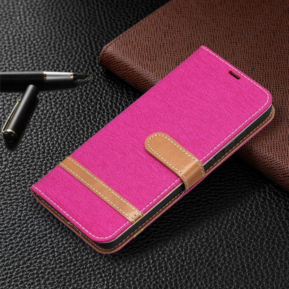 For Samsung Galaxy A52 5G / 4G Color Matching Denim Texture Horizontal Flip Leather Case with Holder & Card Slots & Wallet & Lanyard(Rose Red) by buy2fix