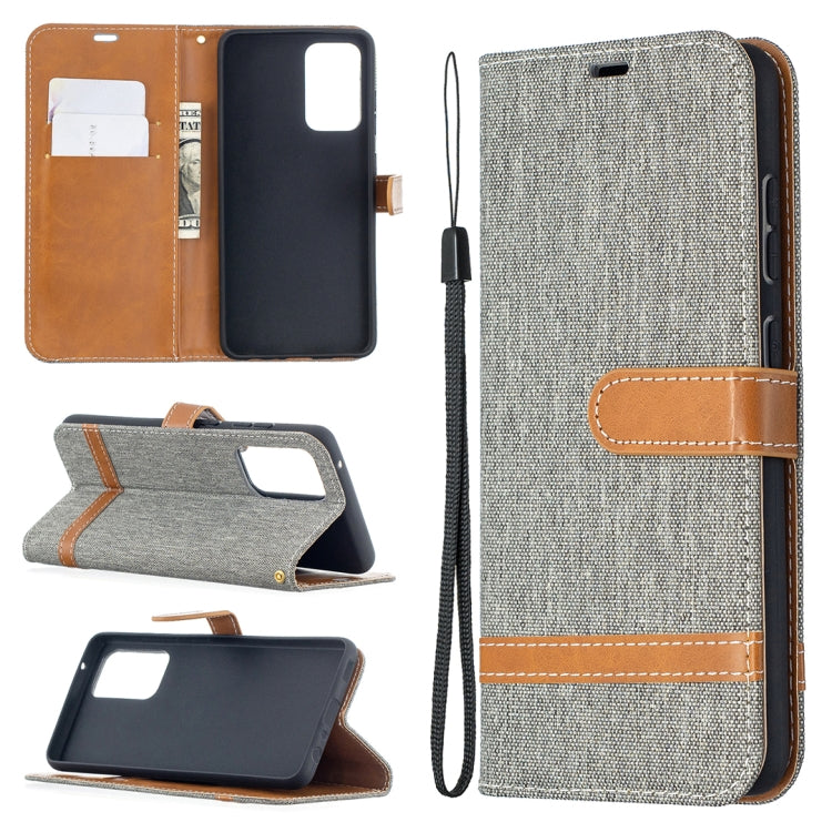 For Samsung Galaxy A52 5G / 4G Color Matching Denim Texture Horizontal Flip Leather Case with Holder & Card Slots & Wallet & Lanyard(Grey) by buy2fix