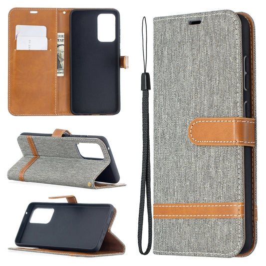 For Samsung Galaxy A52 5G / 4G Color Matching Denim Texture Horizontal Flip Leather Case with Holder & Card Slots & Wallet & Lanyard(Grey) by buy2fix