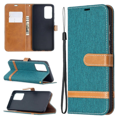 For Samsung Galaxy A52 5G / 4G Color Matching Denim Texture Horizontal Flip Leather Case with Holder & Card Slots & Wallet & Lanyard(Green) by buy2fix