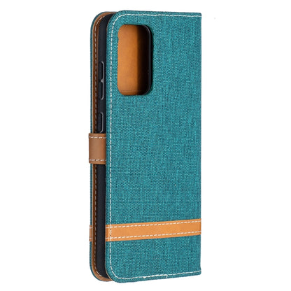 For Samsung Galaxy A52 5G / 4G Color Matching Denim Texture Horizontal Flip Leather Case with Holder & Card Slots & Wallet & Lanyard(Green) by buy2fix