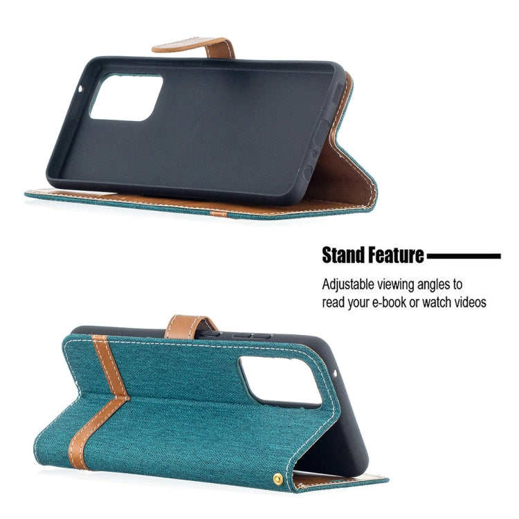 For Samsung Galaxy A52 5G / 4G Color Matching Denim Texture Horizontal Flip Leather Case with Holder & Card Slots & Wallet & Lanyard(Green) by buy2fix