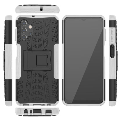 For Samsung Galaxy A32 5G Tire Texture Shockproof TPU+PC Protective Case with Holder(White) by buy2fix